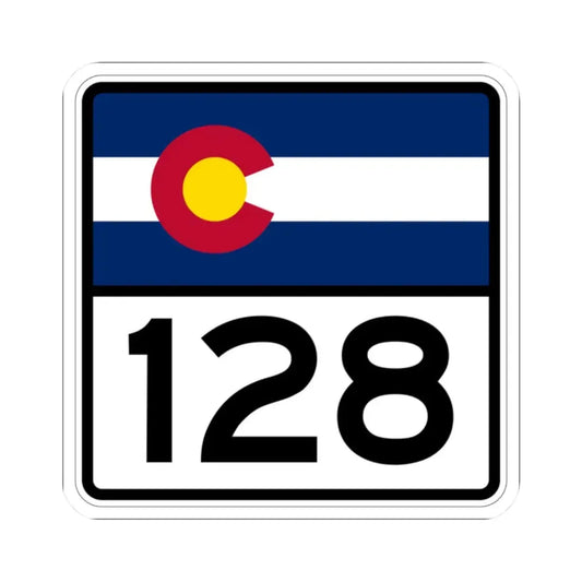 Colorado 128 (Colorado) (Road Sign) STICKER Vinyl Kiss-Cut Decal 2 Inch White - The Sticker Space