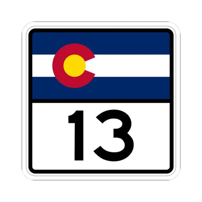 Colorado 13 (Colorado) (Road Sign) STICKER Vinyl Kiss-Cut Decal 3 Inch White - The Sticker Space