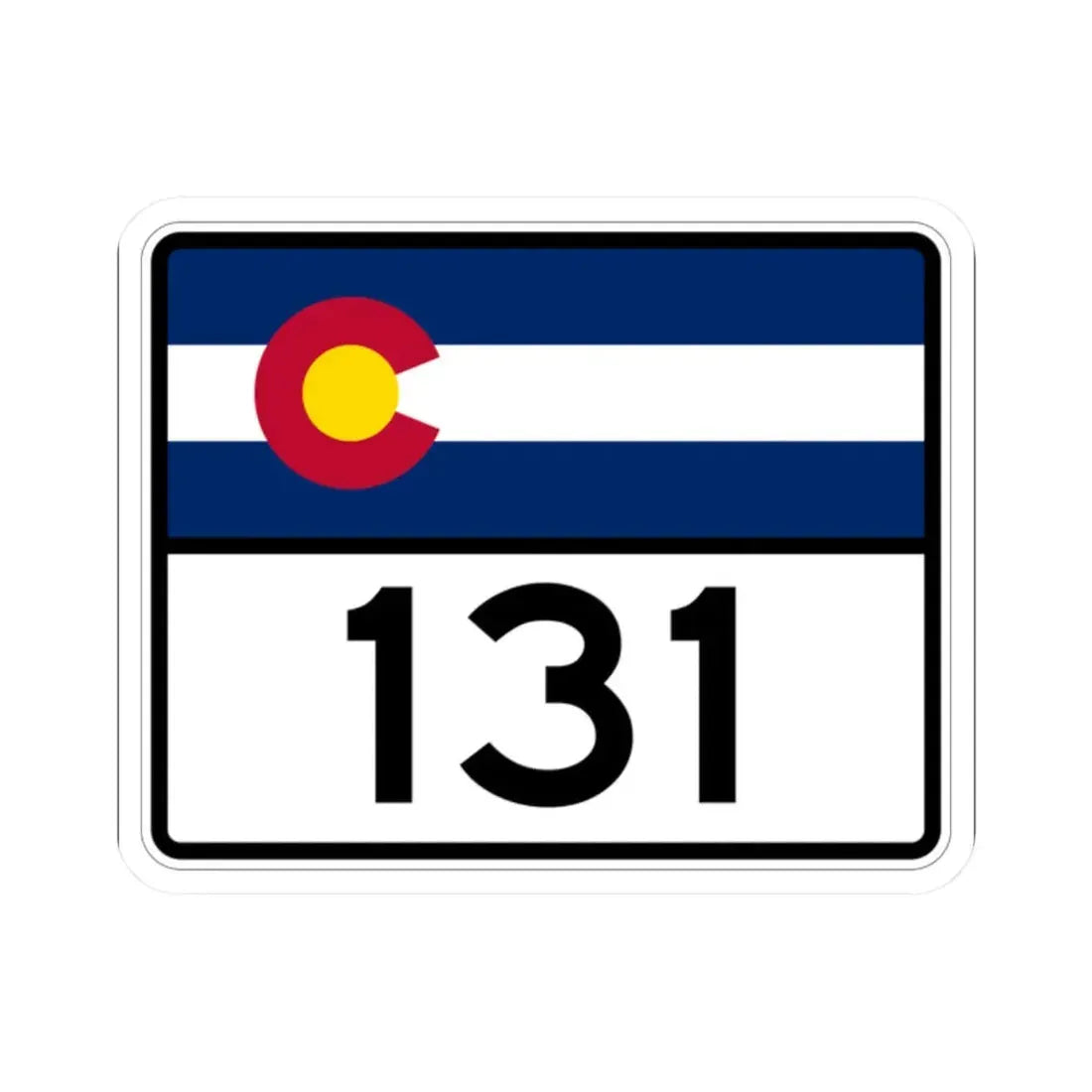 Colorado 131 wide (Colorado) (Road Sign) STICKER Vinyl Kiss-Cut Decal 2 Inch White - The Sticker Space
