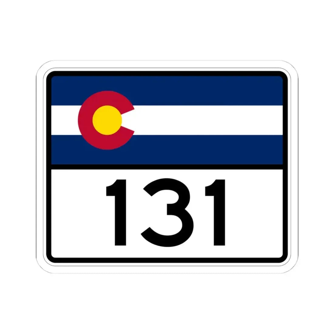 Colorado 131 wide (Colorado) (Road Sign) STICKER Vinyl Kiss-Cut Decal 4 Inch White - The Sticker Space