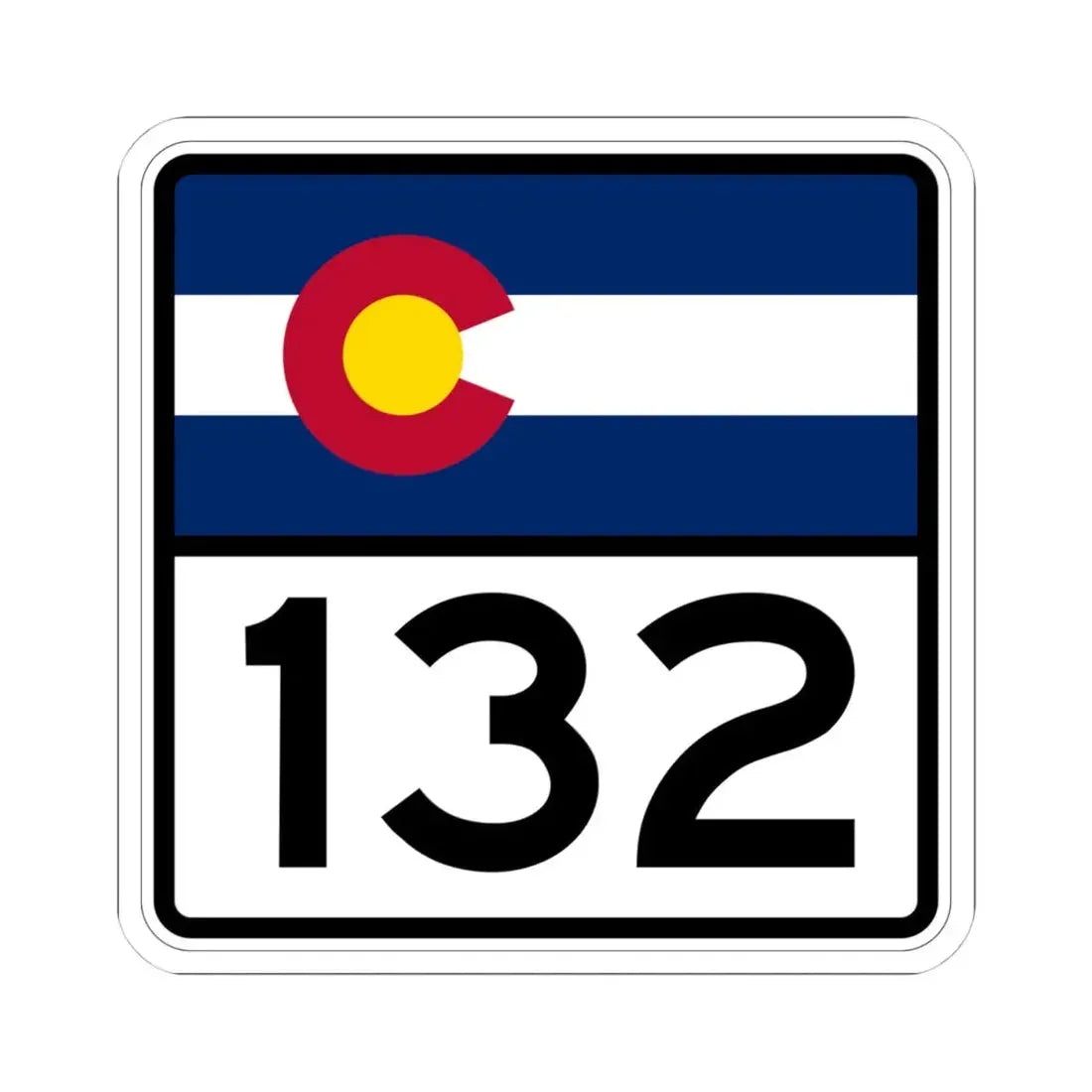 Colorado 132 (Colorado) (Road Sign) STICKER Vinyl Kiss-Cut Decal 4 Inch White - The Sticker Space