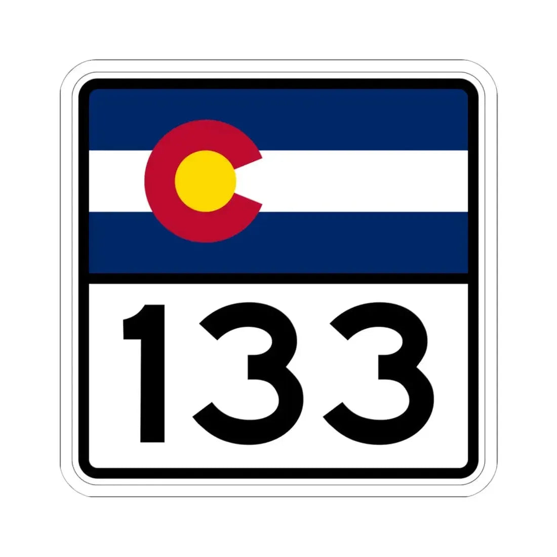 Colorado 133 (Colorado) (Road Sign) STICKER Vinyl Kiss-Cut Decal 6 Inch White - The Sticker Space