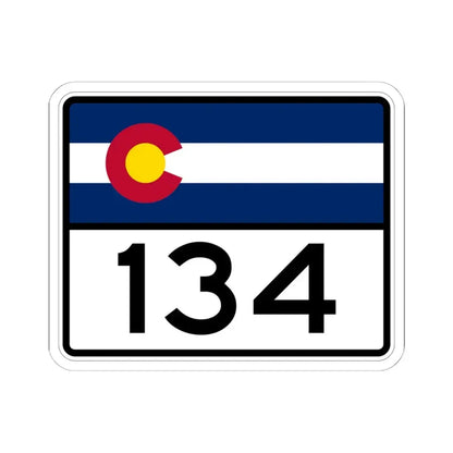 Colorado 134 wide (Colorado) (Road Sign) STICKER Vinyl Kiss-Cut Decal 6 Inch White - The Sticker Space