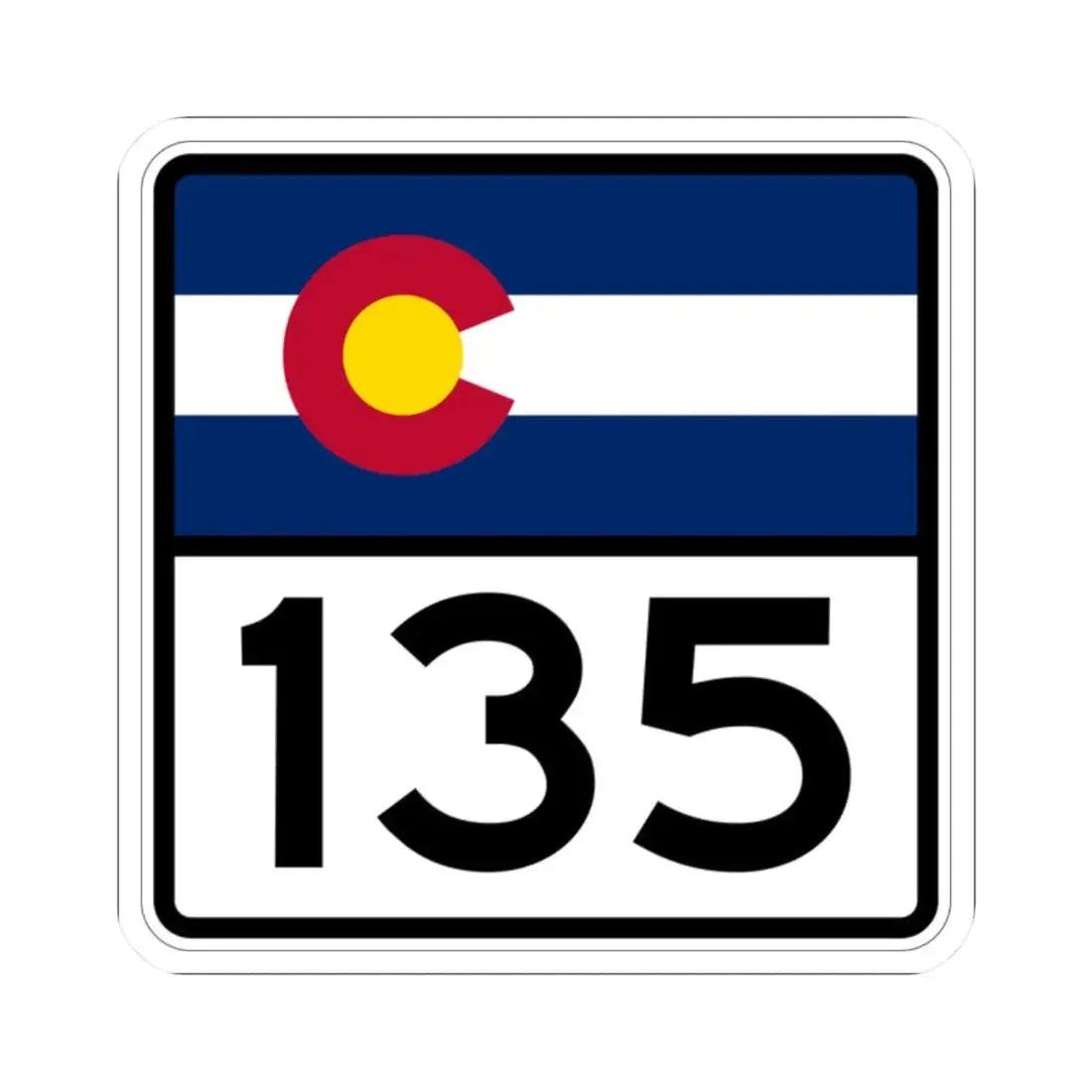 Colorado 135 (Colorado) (Road Sign) STICKER Vinyl Kiss-Cut Decal 2 Inch White - The Sticker Space