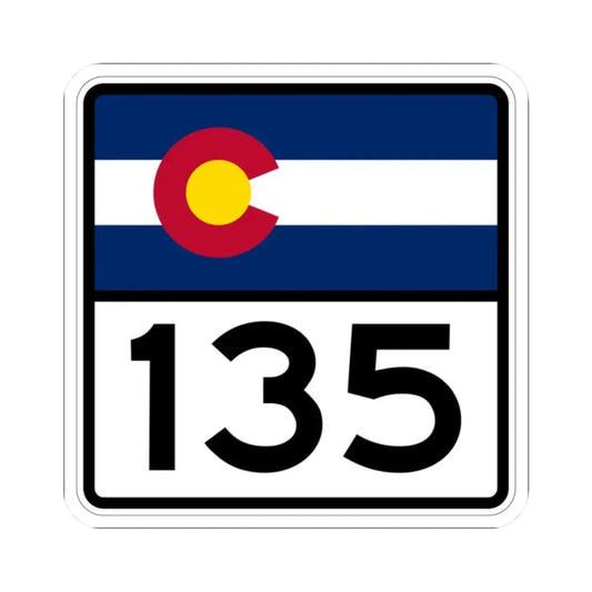 Colorado 135 (Colorado) (Road Sign) STICKER Vinyl Kiss-Cut Decal 2 Inch White - The Sticker Space