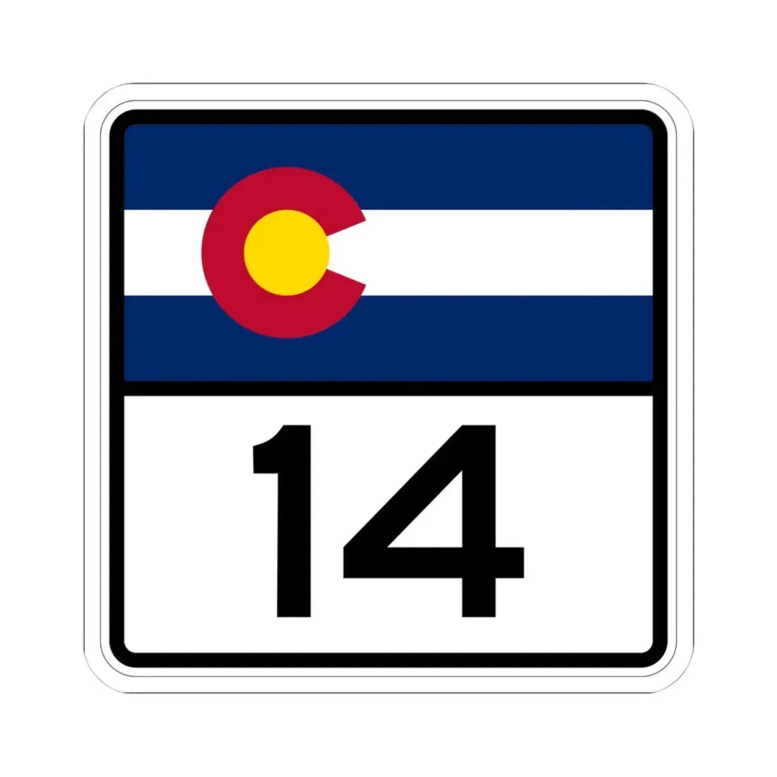 Colorado 14 (Colorado) (Road Sign) STICKER Vinyl Kiss-Cut Decal 4 Inch White - The Sticker Space