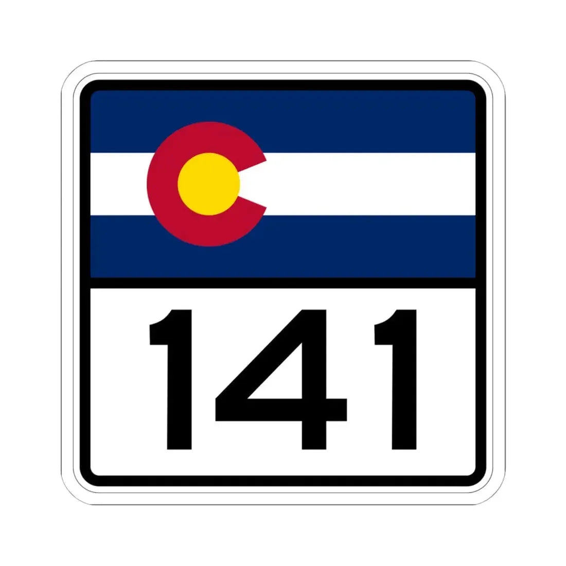 Colorado 141 (Colorado) (Road Sign) STICKER Vinyl Kiss-Cut Decal 6 Inch White - The Sticker Space