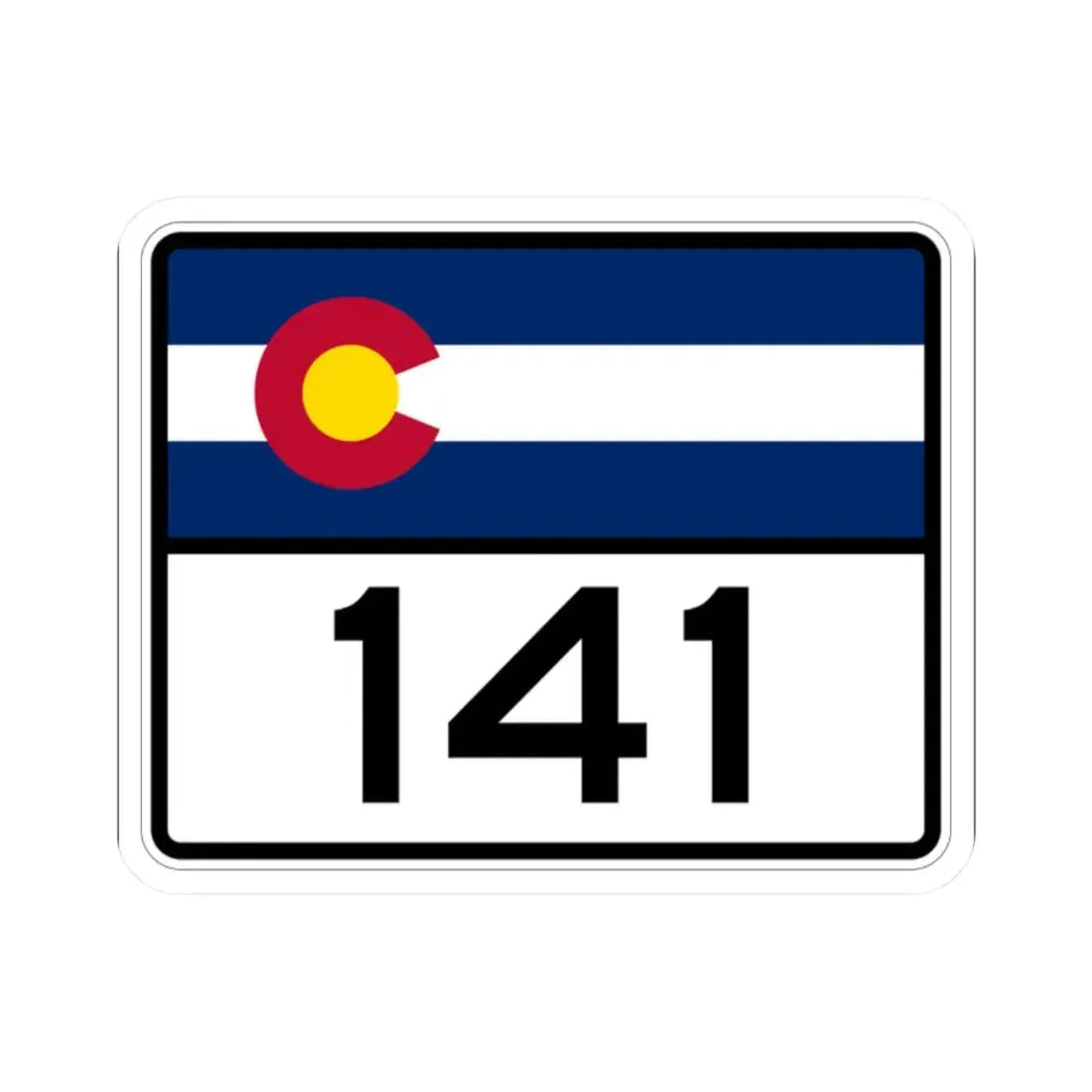 Colorado 141 wide (Colorado) (Road Sign) STICKER Vinyl Kiss-Cut Decal 2 Inch White - The Sticker Space