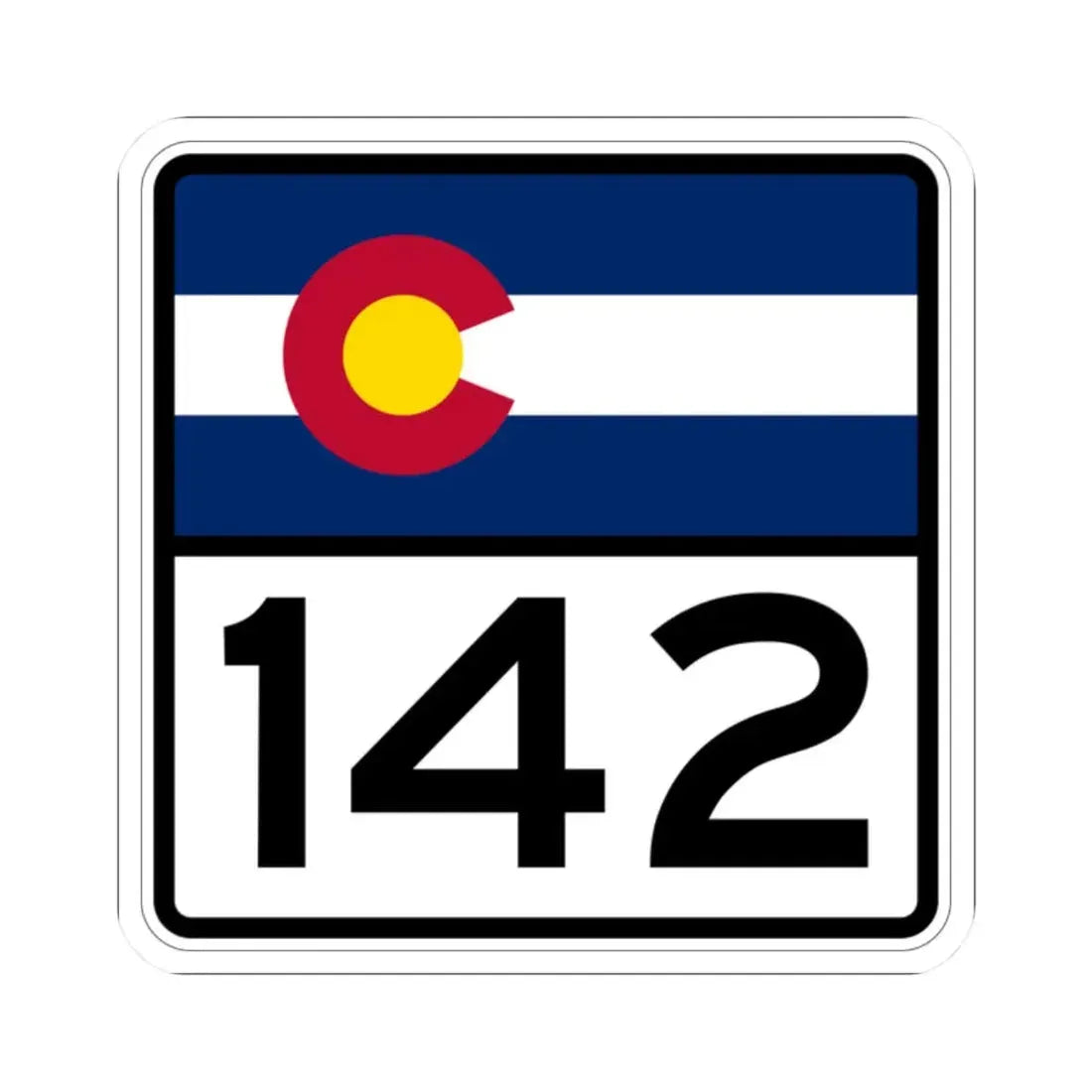 Colorado 142 (Colorado) (Road Sign) STICKER Vinyl Kiss-Cut Decal 2 Inch White - The Sticker Space