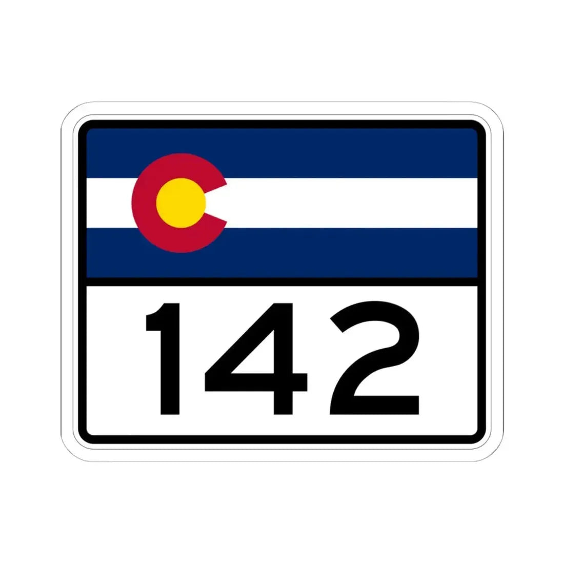Colorado 142 wide (Colorado) (Road Sign) STICKER Vinyl Kiss-Cut Decal 6 Inch White - The Sticker Space