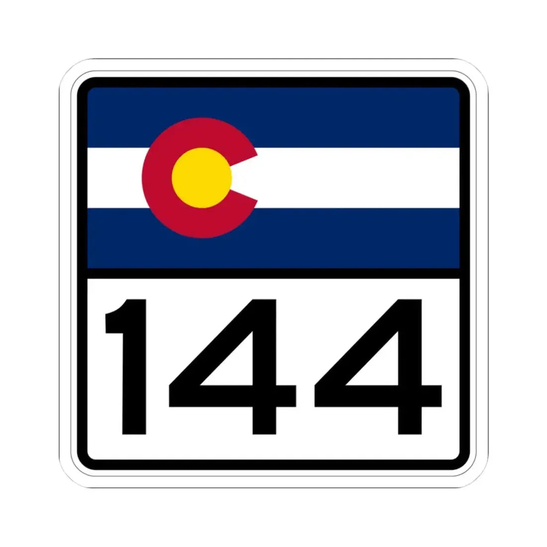 Colorado 144 (Colorado) (Road Sign) STICKER Vinyl Kiss-Cut Decal 3 Inch White - The Sticker Space