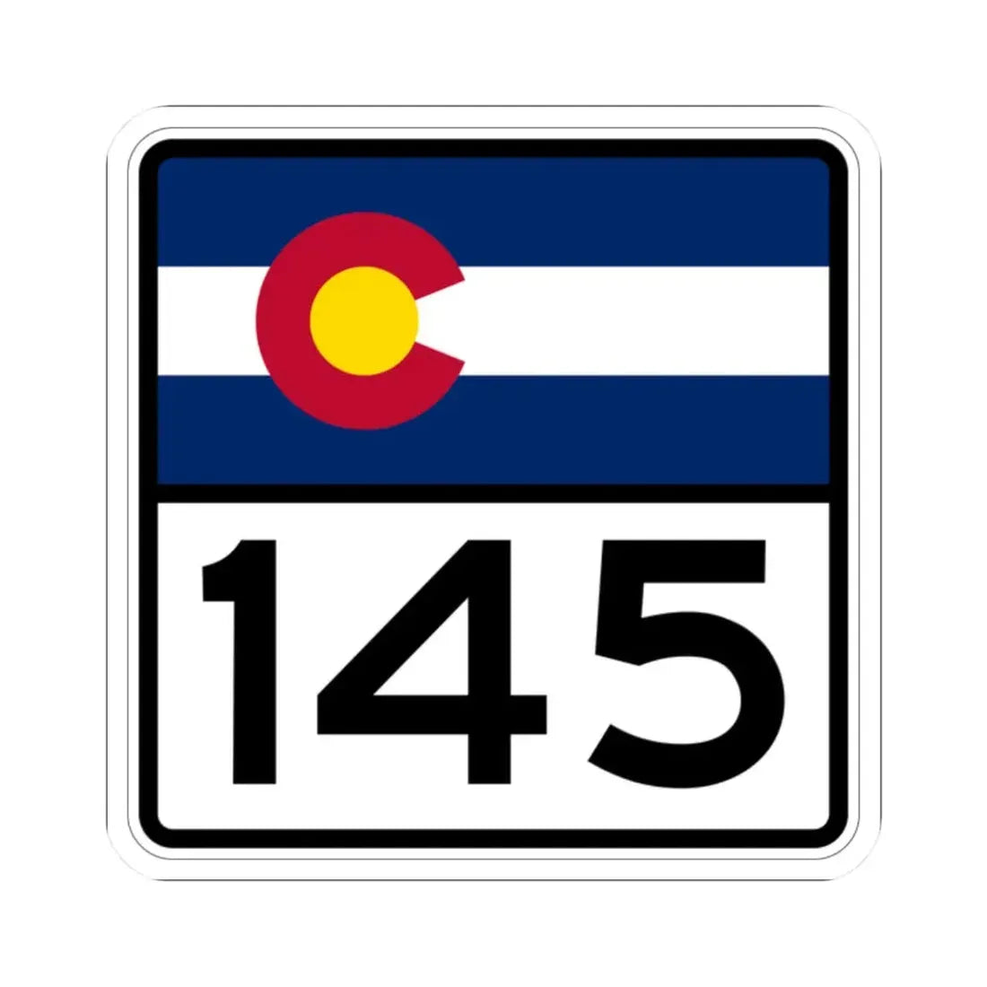 Colorado 145 (Colorado) (Road Sign) STICKER Vinyl Kiss-Cut Decal 2 Inch White - The Sticker Space