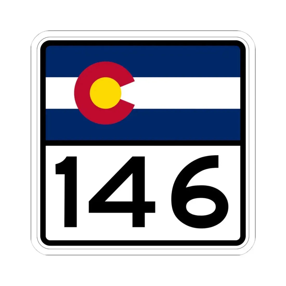 Colorado 146 (Colorado) (Road Sign) STICKER Vinyl Kiss-Cut Decal 4 Inch White - The Sticker Space