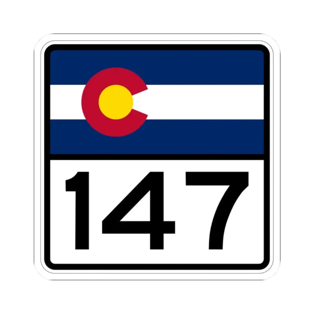 Colorado 147 (Colorado) (Road Sign) STICKER Vinyl Kiss-Cut Decal 2 Inch White - The Sticker Space