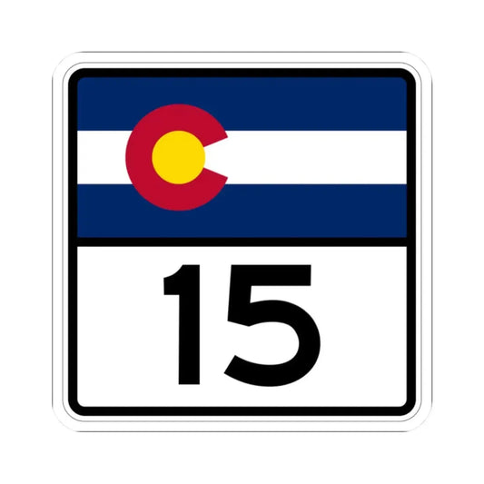 Colorado 15 (Colorado) (Road Sign) STICKER Vinyl Kiss-Cut Decal 2 Inch White - The Sticker Space