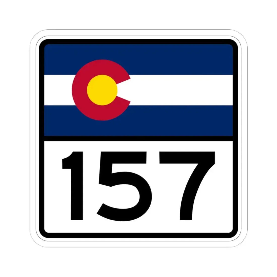 Colorado 157 (Colorado) (Road Sign) STICKER Vinyl Kiss-Cut Decal 4 Inch White - The Sticker Space