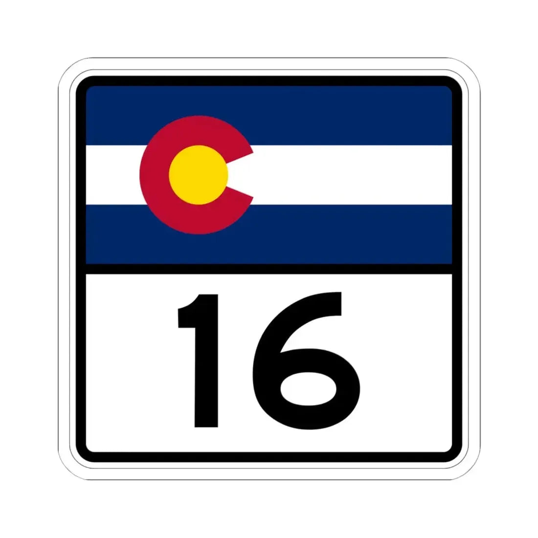 Colorado 16 (Colorado) (Road Sign) STICKER Vinyl Kiss-Cut Decal 6 Inch White - The Sticker Space