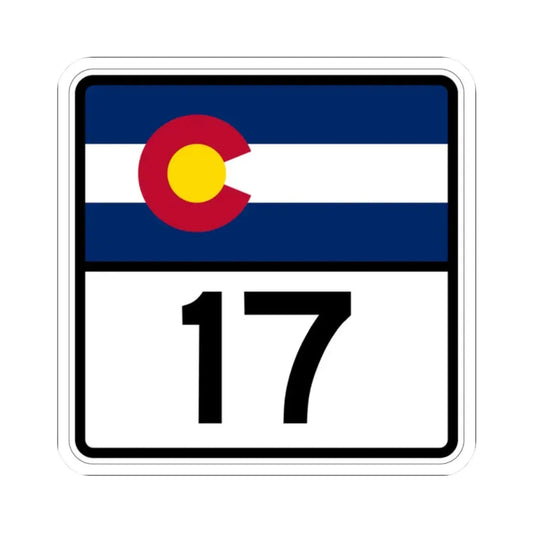 Colorado 17 (Colorado) (Road Sign) STICKER Vinyl Kiss-Cut Decal 2 Inch White - The Sticker Space