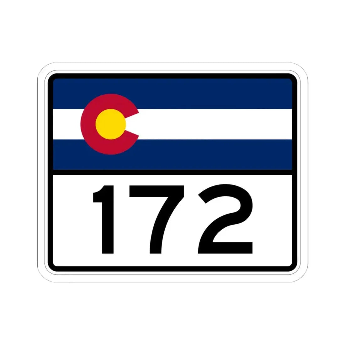 Colorado 172 wide (Colorado) (Road Sign) STICKER Vinyl Kiss-Cut Decal 4 Inch White - The Sticker Space