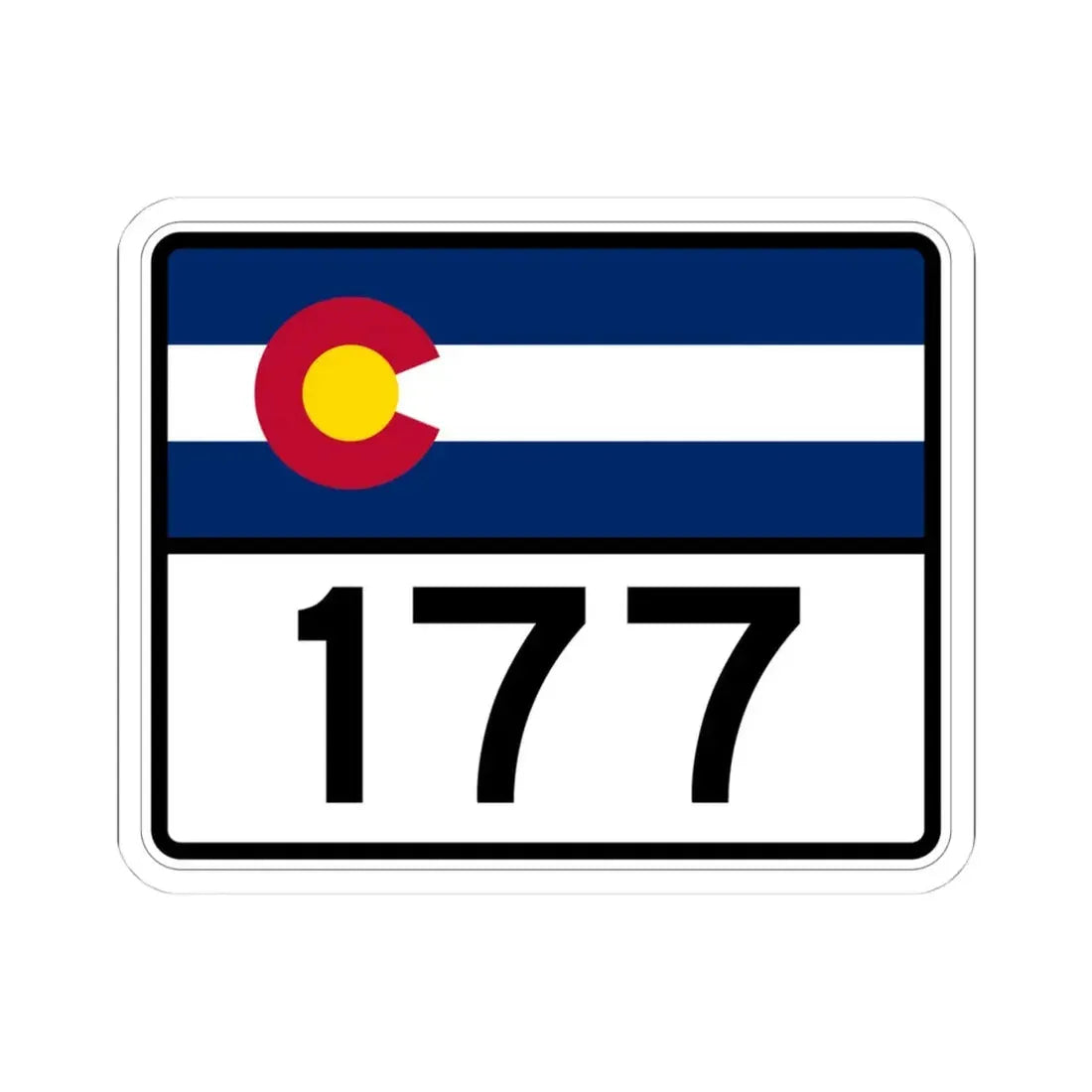 Colorado 177 wide (Colorado) (Road Sign) STICKER Vinyl Kiss-Cut Decal 4 Inch White - The Sticker Space