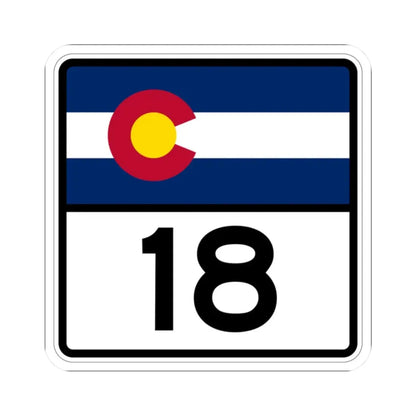 Colorado 18 (Colorado) (Road Sign) STICKER Vinyl Kiss-Cut Decal 2 Inch White - The Sticker Space