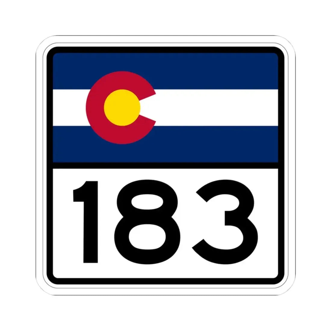 Colorado 183 (Colorado) (Road Sign) STICKER Vinyl Kiss-Cut Decal 3 Inch White - The Sticker Space