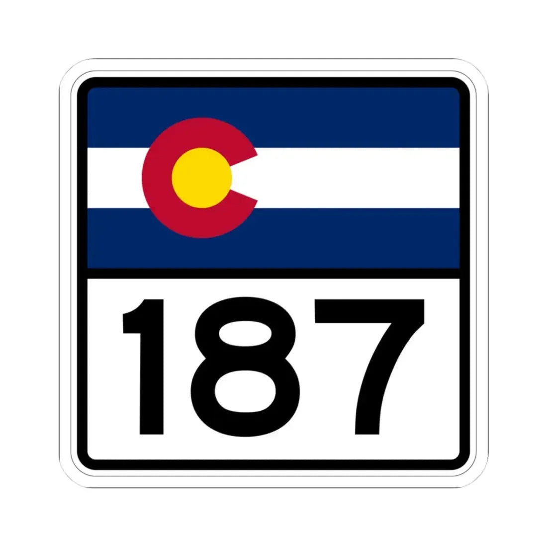 Colorado 187 (Colorado) (Road Sign) STICKER Vinyl Kiss-Cut Decal 3 Inch White - The Sticker Space