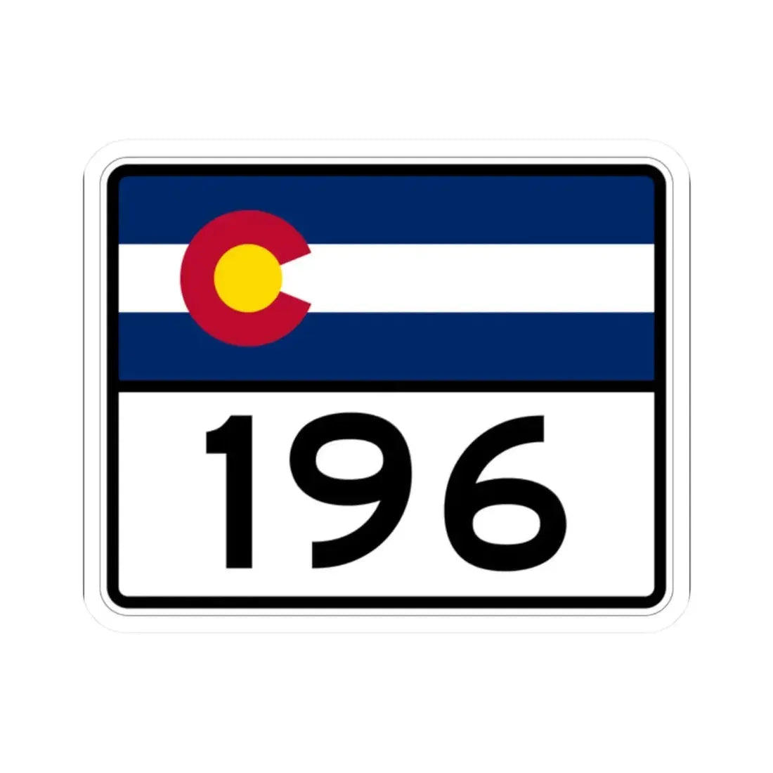 Colorado 196 wide (Colorado) (Road Sign) STICKER Vinyl Kiss-Cut Decal 2 Inch White - The Sticker Space