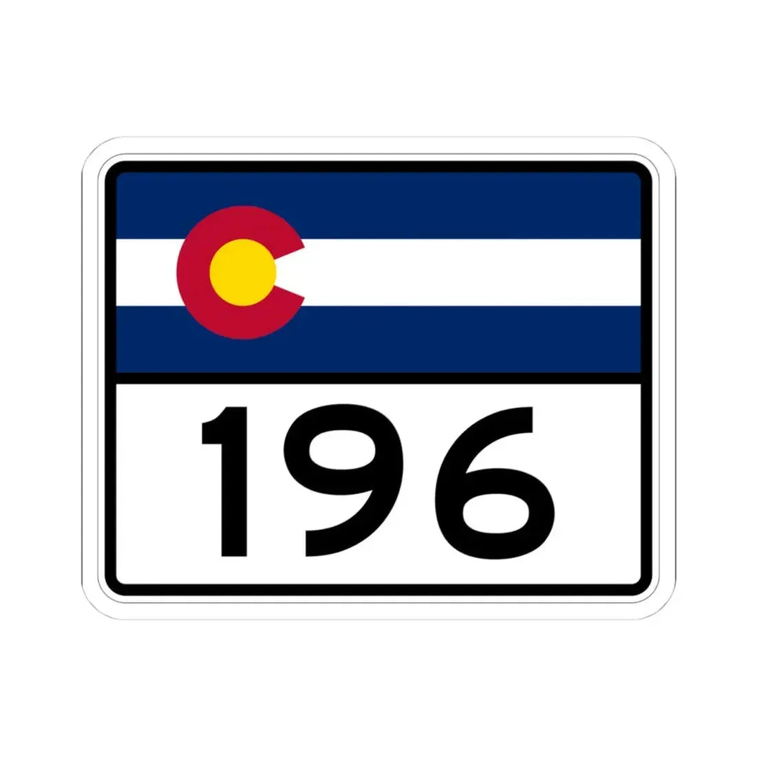 Colorado 196 wide (Colorado) (Road Sign) STICKER Vinyl Kiss-Cut Decal 4 Inch White - The Sticker Space