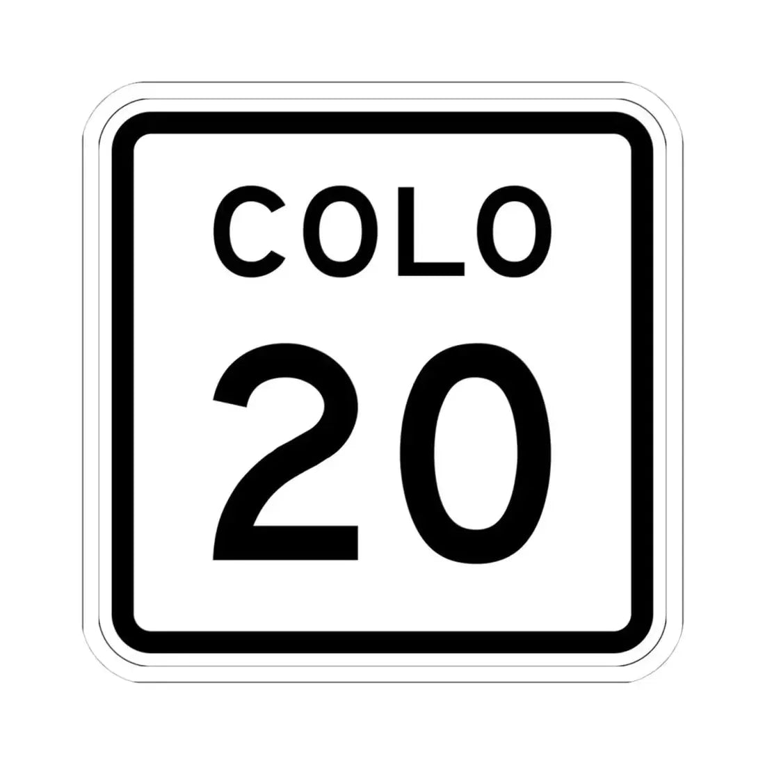 Colorado 20 1952 (Colorado) (Road Sign) STICKER Vinyl Kiss-Cut Decal 4 Inch White - The Sticker Space