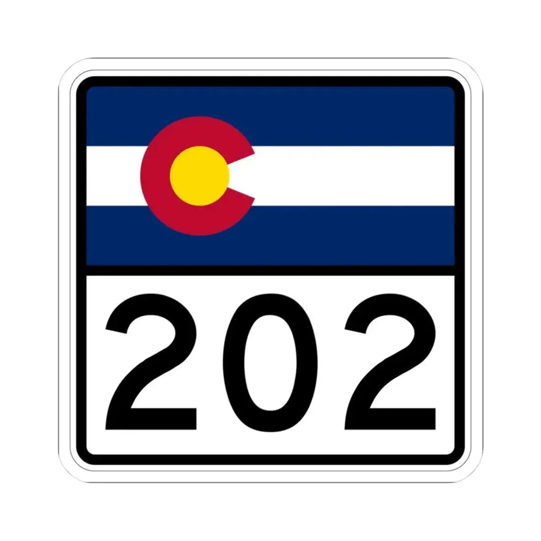 Colorado 202 (Colorado) (Road Sign) STICKER Vinyl Kiss-Cut Decal 3 Inch White - The Sticker Space