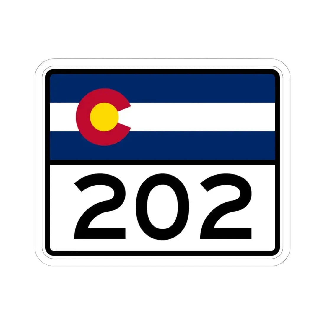 Colorado 202 wide (Colorado) (Road Sign) STICKER Vinyl Kiss-Cut Decal 6 Inch White - The Sticker Space