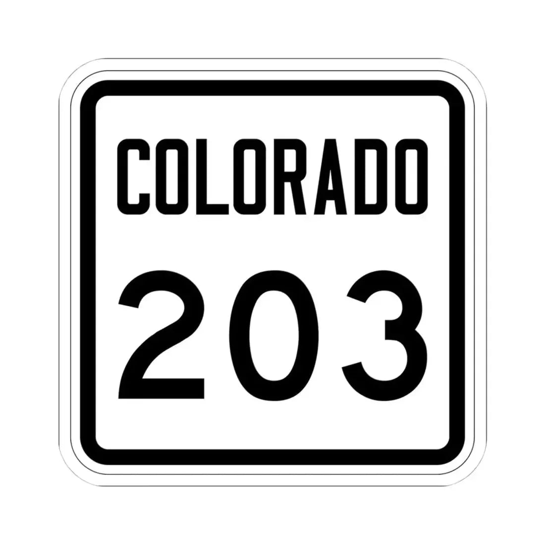 Colorado 203 1946 (Colorado) (Road Sign) STICKER Vinyl Kiss-Cut Decal 4 Inch White - The Sticker Space
