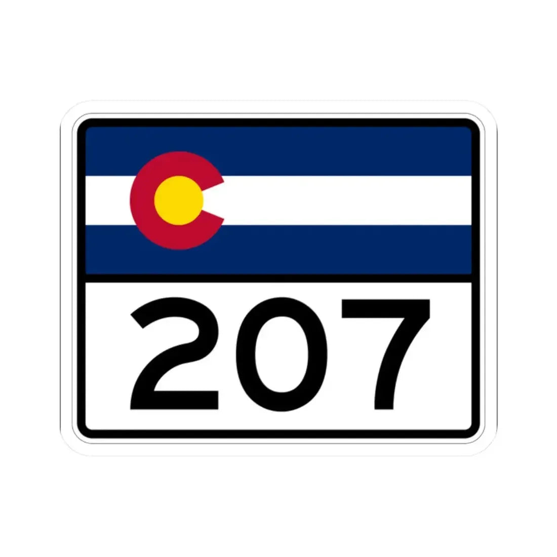 Colorado 207 wide (Colorado) (Road Sign) STICKER Vinyl Kiss-Cut Decal 2 Inch White - The Sticker Space