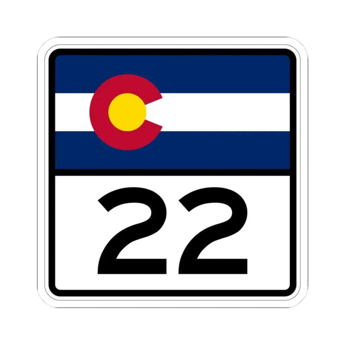 Colorado 22 (Colorado) (Road Sign) STICKER Vinyl Kiss-Cut Decal 3 Inch White - The Sticker Space