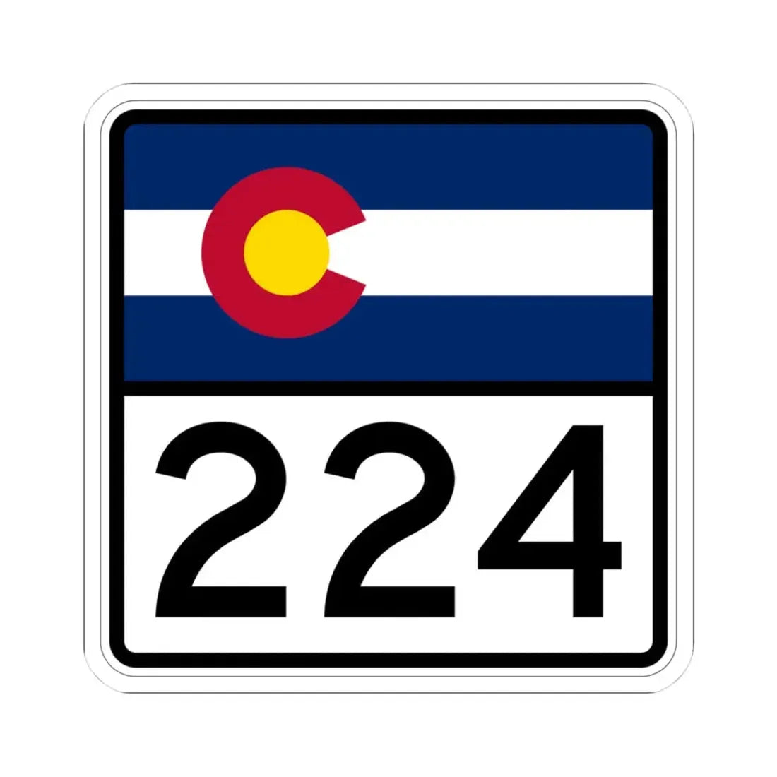 Colorado 224 (Colorado) (Road Sign) STICKER Vinyl Kiss-Cut Decal 3 Inch White - The Sticker Space