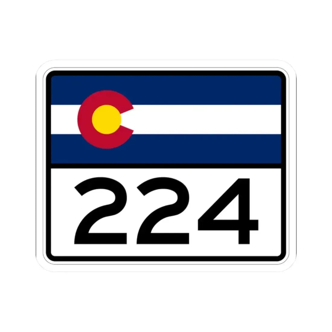 Colorado 224 wide (Colorado) (Road Sign) STICKER Vinyl Kiss-Cut Decal 2 Inch White - The Sticker Space