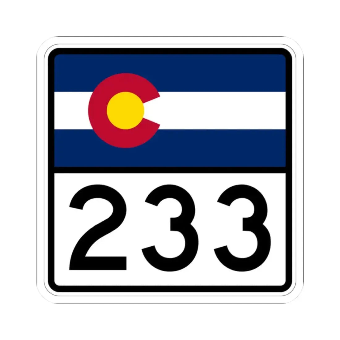 Colorado 233 (Colorado) (Road Sign) STICKER Vinyl Kiss-Cut Decal 2 Inch White - The Sticker Space