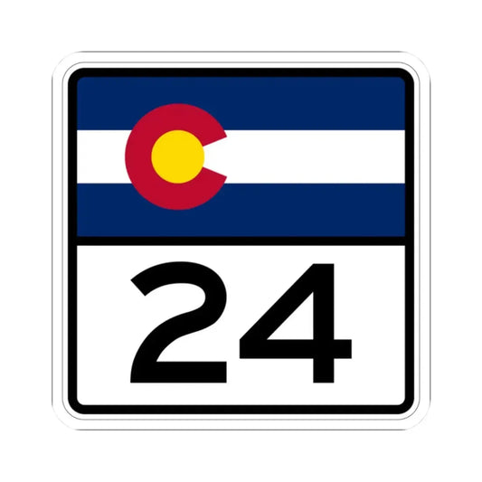 Colorado 24 (Colorado) (Road Sign) STICKER Vinyl Kiss-Cut Decal 2 Inch White - The Sticker Space