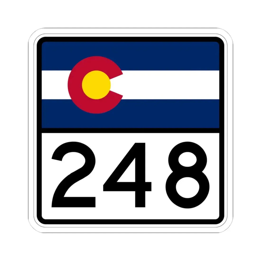 Colorado 248 (Colorado) (Road Sign) STICKER Vinyl Kiss-Cut Decal 4 Inch White - The Sticker Space