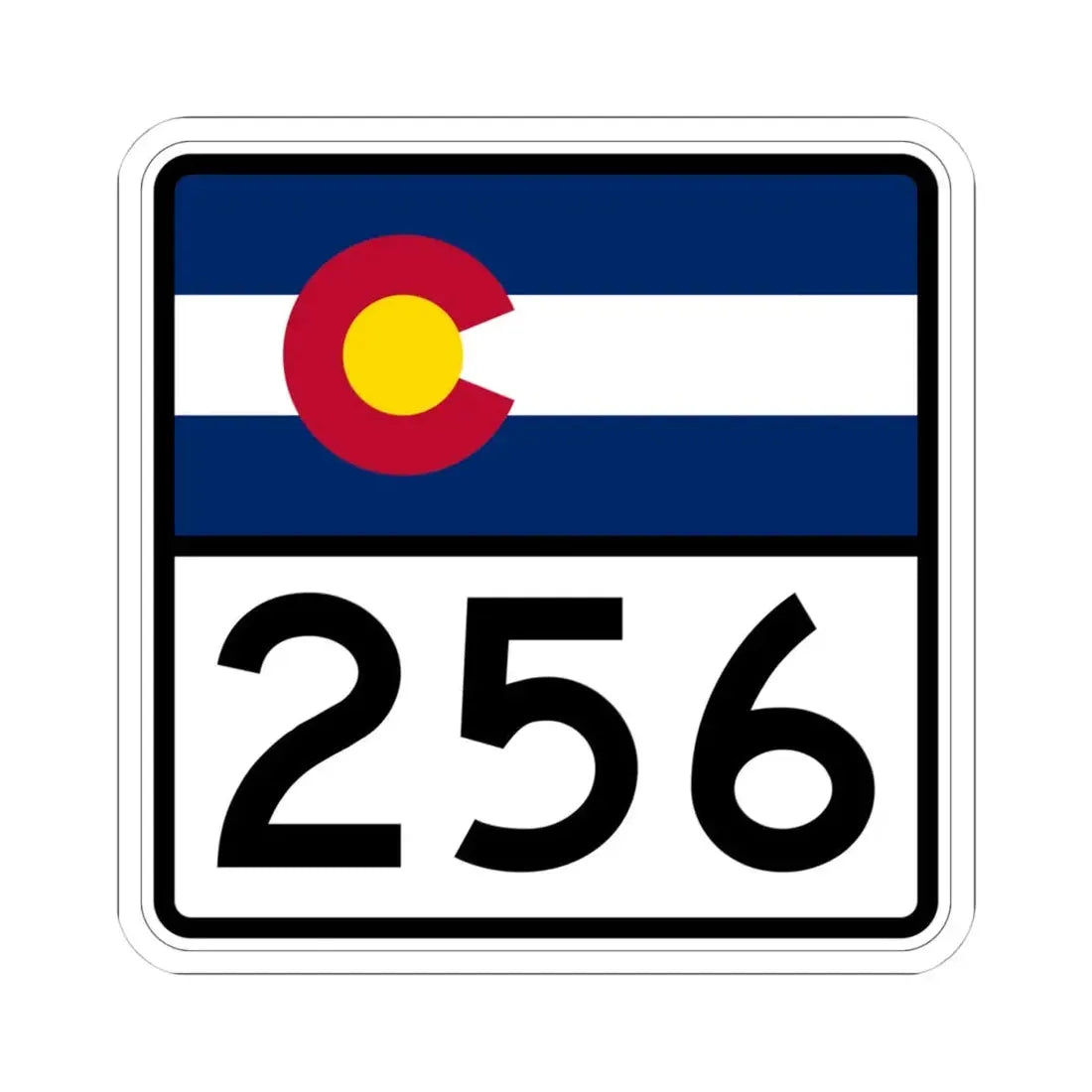 Colorado 256 (Colorado) (Road Sign) STICKER Vinyl Kiss-Cut Decal 4 Inch White - The Sticker Space
