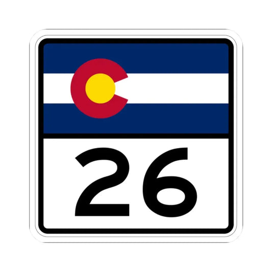 Colorado 26 (Colorado) (Road Sign) STICKER Vinyl Kiss-Cut Decal 2 Inch White - The Sticker Space