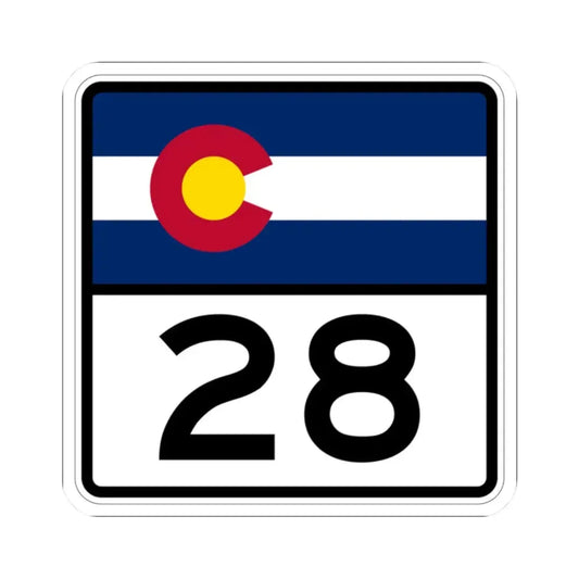 Colorado 28 (Colorado) (Road Sign) STICKER Vinyl Kiss-Cut Decal 2 Inch White - The Sticker Space