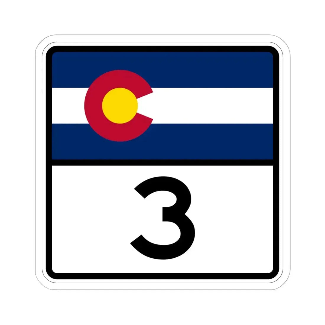 Colorado 3 (Colorado) (Road Sign) STICKER Vinyl Kiss-Cut Decal 6 Inch White - The Sticker Space