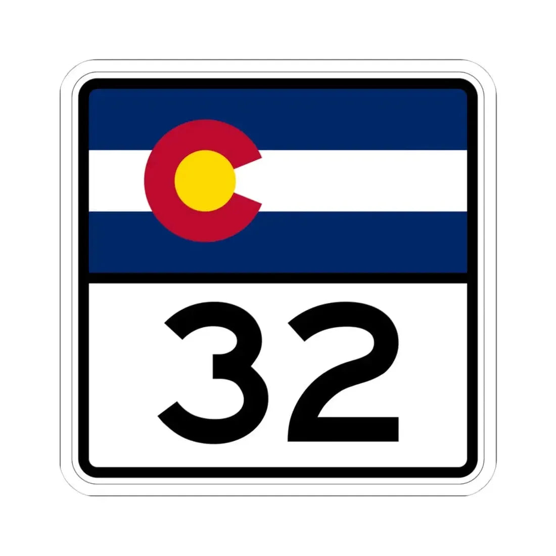 Colorado 32 (Colorado) (Road Sign) STICKER Vinyl Kiss-Cut Decal 4 Inch White - The Sticker Space