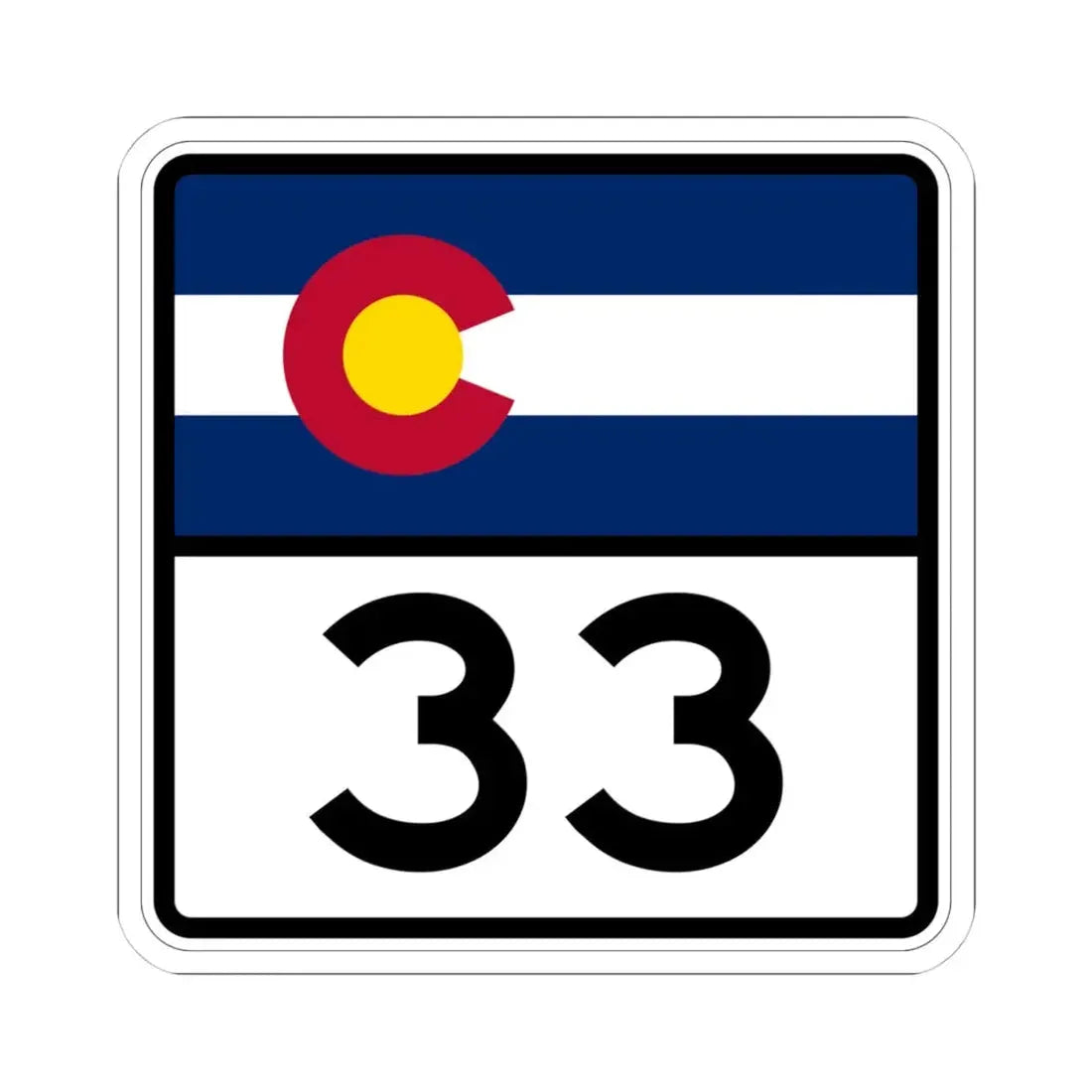 Colorado 33 (Colorado) (Road Sign) STICKER Vinyl Kiss-Cut Decal 4 Inch White - The Sticker Space