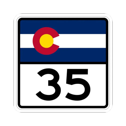 Colorado 35 (Colorado) (Road Sign) STICKER Vinyl Kiss-Cut Decal 2 Inch White - The Sticker Space
