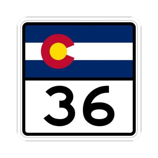 Colorado 36 (Colorado) (Road Sign) STICKER Vinyl Kiss-Cut Decal 2 Inch White - The Sticker Space