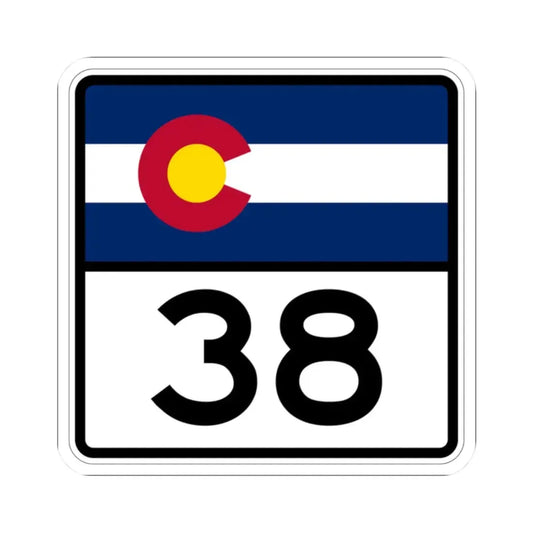 Colorado 38 (Colorado) (Road Sign) STICKER Vinyl Kiss-Cut Decal 2 Inch White - The Sticker Space
