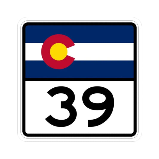 Colorado 39 (Colorado) (Road Sign) STICKER Vinyl Kiss-Cut Decal 2 Inch White - The Sticker Space